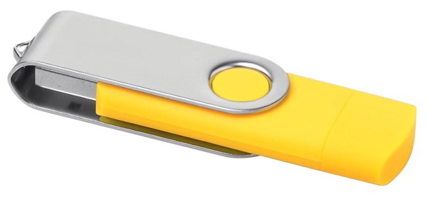Obrázky: Žlutý OTG Twister USB flash disk s USB-C, 4GB