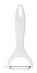 Obrázky: Bílá plast. škrabka na zeleninu Tescoma, délka 16cm