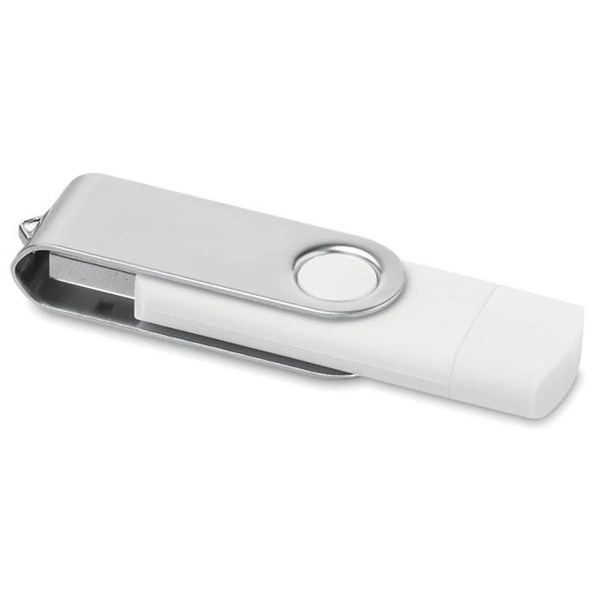 Obrázky: Bílý OTG Twister USB flash disk s USB-C, 8GB