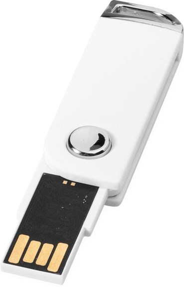 Obrázky: Bílý otočný USB flash disk s úchytem na klíče, 32GB