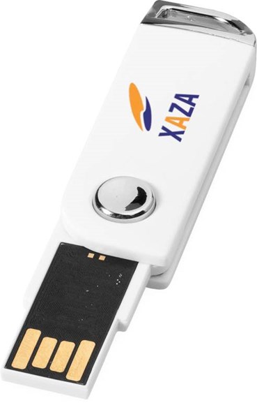 Obrázky: Bílý otočný USB flash disk s úchytem na klíče, 2GB, Obrázek 4