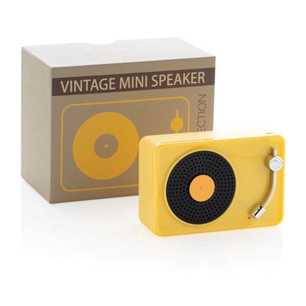 Obrázky: Mini Vintage bezdrátový reproduktor 3W, žlutý, Obrázek 8