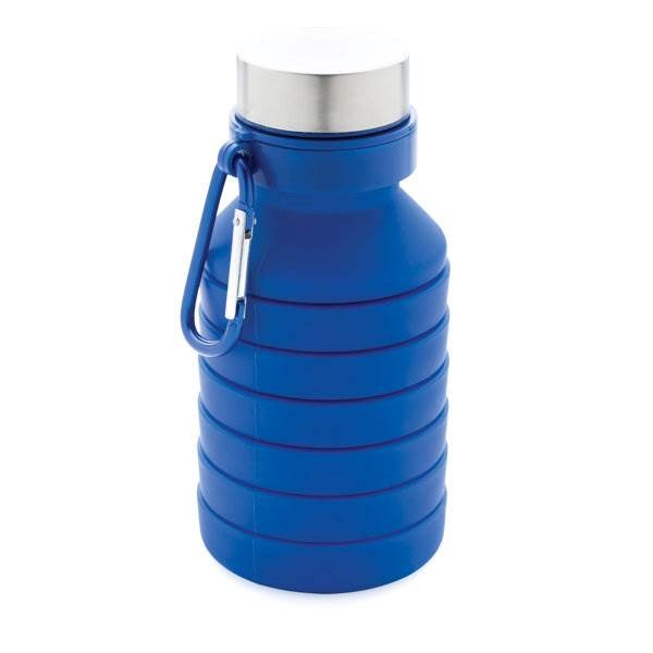 Obrázky: Nepropustná modrá silikonová skládací láhev 550ml
