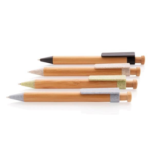 Obrázky: Bambusové pero s bílým klipem z pšeničné slámy