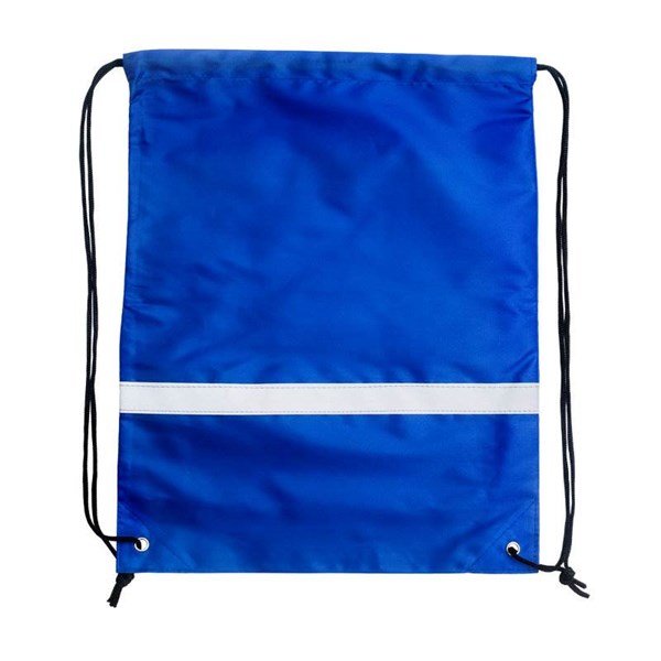 Obrázky: Stahovací batoh s reflexním páskem, modrý, Obrázek 3
