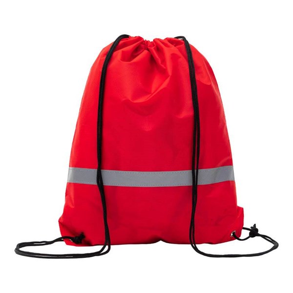 Obrázky: Stahovací batoh s reflexním páskem, červený