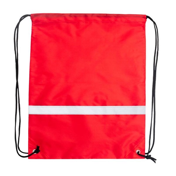 Obrázky: Stahovací batoh s reflexním páskem, červený, Obrázek 3