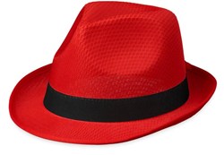 Obrázky: Červený klobouk Trilby s černou stuhou