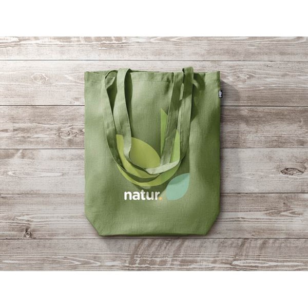 Obrázky: Zelená nákupní taška z konopné látky, 200g, Obrázek 3