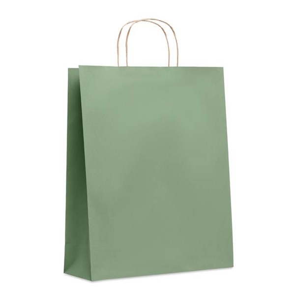 Obrázky: Papírová taška zelená 32x12x40cm, kroucená držadla