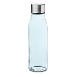 Obrázky: Skleněná modrá transparentní láhev na pití, 500ml