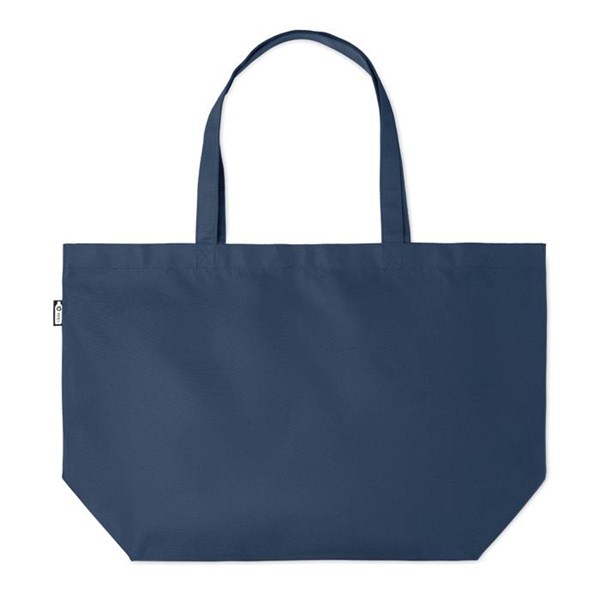 Obrázky: Velká RPET nákupní taška se širokým dnem, modrá, Obrázek 3