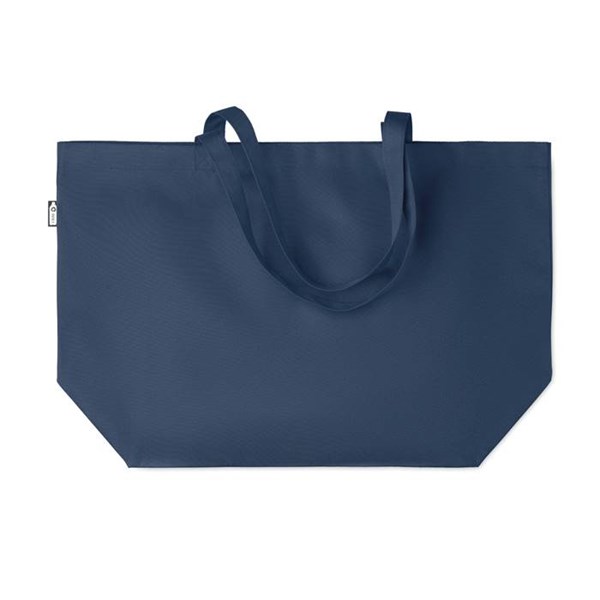Obrázky: Velká RPET nákupní taška se širokým dnem, modrá, Obrázek 5
