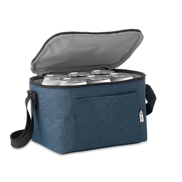 Obrázky: Chladicí RPET taška na plechovky, modrá melanž, Obrázek 4