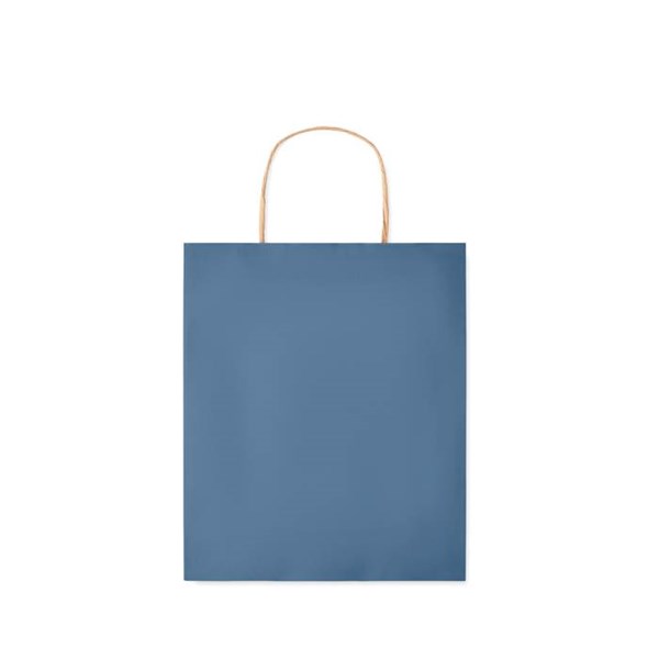 Obrázky: Papírová taška modrá 18x8x21cm, kroucená držadla, Obrázek 3