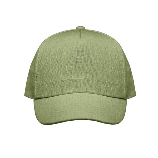 Obrázky: Zelená pětidílná čepice z konopí s kov. sponou, Obrázek 2