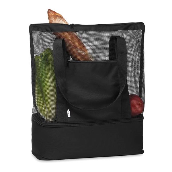 Obrázky: Síťovaná RPET nákupní nebo plážová taška, černá, Obrázek 4