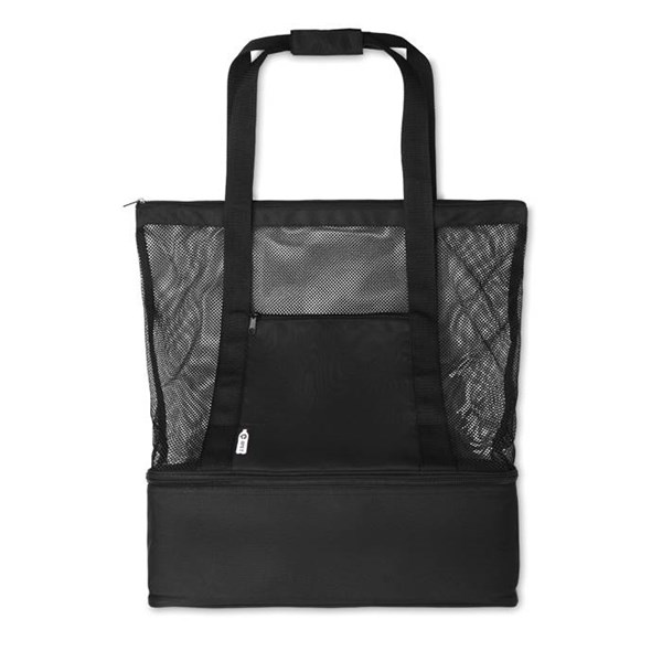 Obrázky: Síťovaná RPET nákupní nebo plážová taška, černá, Obrázek 5