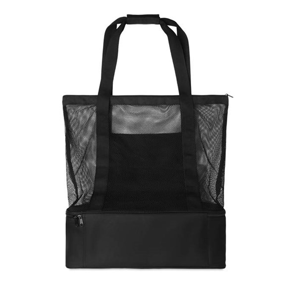 Obrázky: Síťovaná RPET nákupní nebo plážová taška, černá, Obrázek 6
