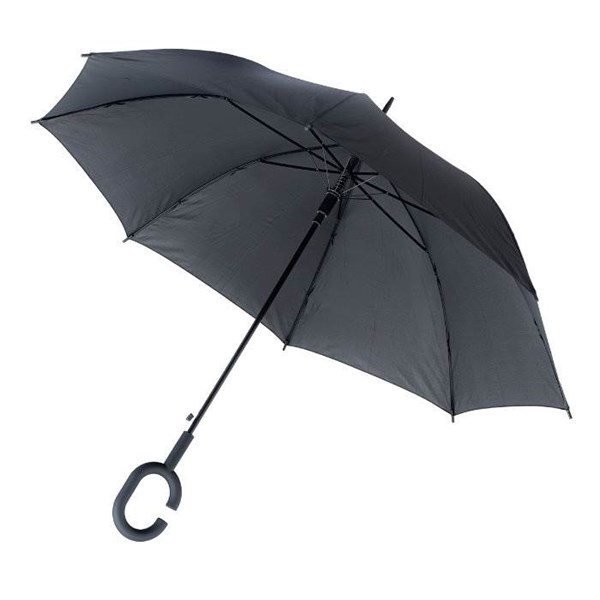 Obrázky: Černý automatický deštník s měkkou C rukojetí, Obrázek 2