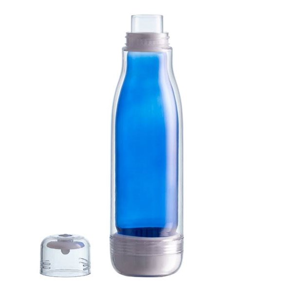 Obrázky: Dvoustěnná modrá termoláhev 520 ml-sklo/tritan, Obrázek 2