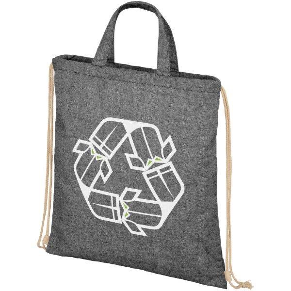 Obrázky: Černá taška/batoh z recykl. bavlny, 210g, Obrázek 4