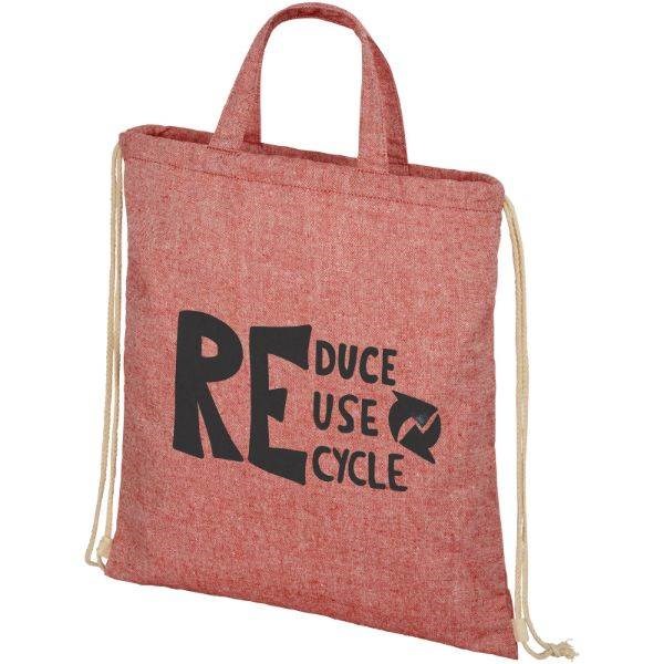 Obrázky: Červená taška/batoh z recykl. bavlny, 210g, Obrázek 4