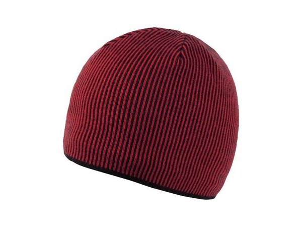 Obrázky: Černá pletená zimní čepice s červenými pruhy, Obrázek 1