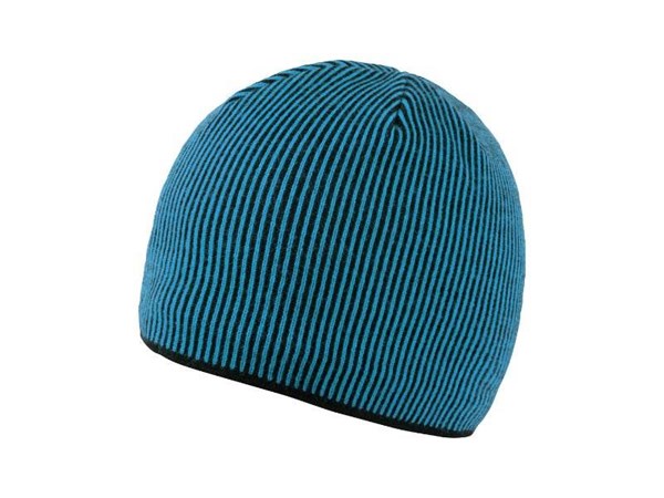 Obrázky: Černá pletená zimní čepice s  modrými pruhy, Obrázek 1