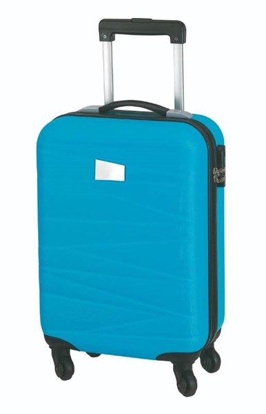 Obrázky: Palubní skořepinový kufr na kolečkách, modrý