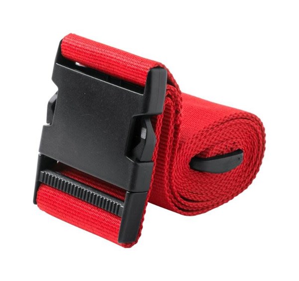 Obrázky: Polyesterový pásek na zavazadla se sponou, červený, Obrázek 1