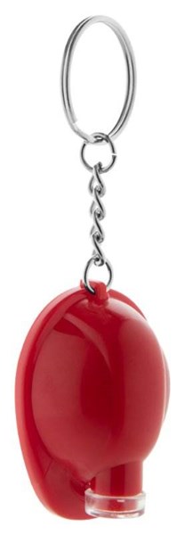 Obrázky: Červený plast. přívěšek, tvar přilby s LED světlem
