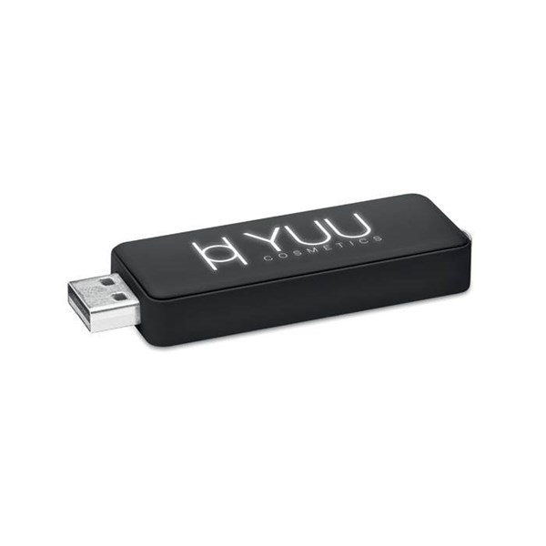 Obrázky: Černý USB flash disk 2 GB s prosvíceným logem, Obrázek 1