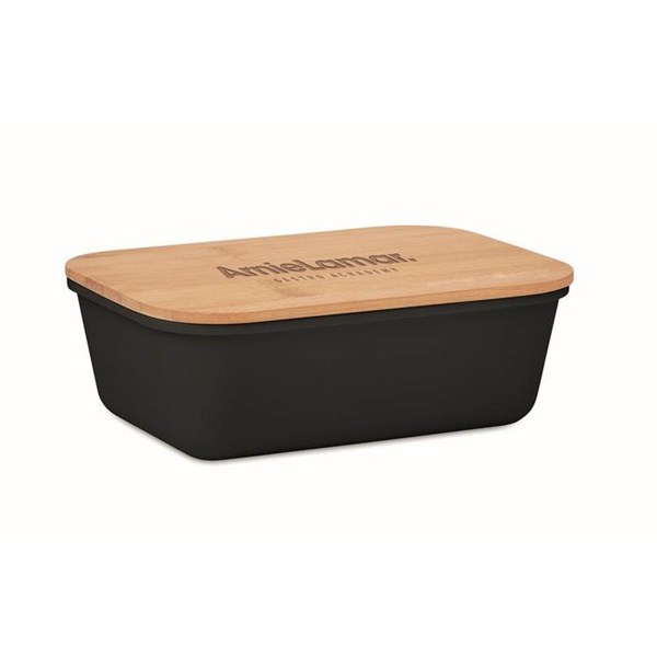 Obrázky: Obědová krabička s bambusovým víkem, černá, Obrázek 2