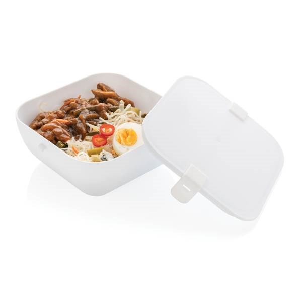 Obrázky: Bílá hranatá plastová krabička na jídlo 2,4 L, Obrázek 2