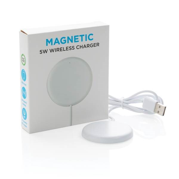 Obrázky: Magnetická bezdrátová nabíječka 5W z bílého plastu, Obrázek 9
