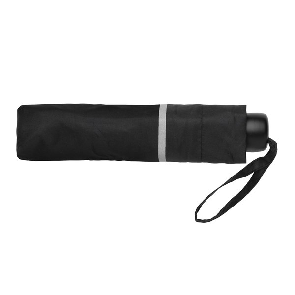 Obrázky: Černý rPET manuální deštník s reflexním proužkem, Obrázek 3
