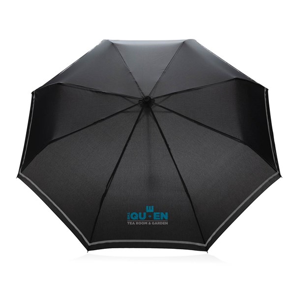 Obrázky: Černý rPET manuální deštník s reflexním proužkem, Obrázek 5