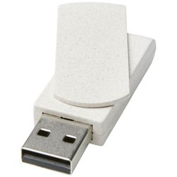 Obrázky: Béžový otočný USB flash disk z pšeničné slámy 4GB