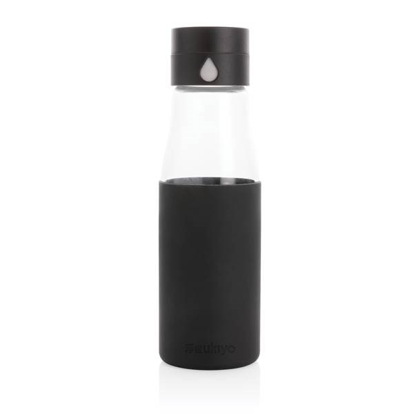 Obrázky: Skleněná láhev Ukiyo sledující pitný režim, černá, Obrázek 2