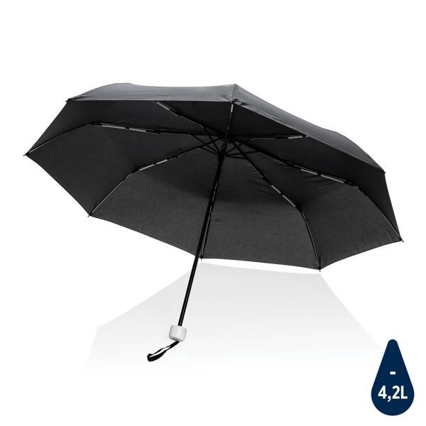 Obrázky: Černý větru odolný manuální rPET deštník, bílé madlo, Obrázek 1