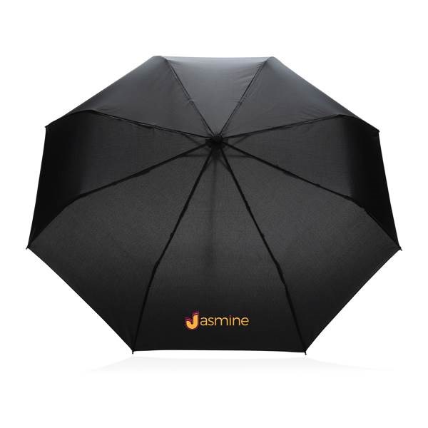 Obrázky: Černý větru odolný manuální rPET deštník, bílé madlo, Obrázek 6
