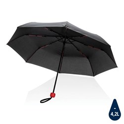 Obrázky: Černý větru odolný manuální rPET deštník, červené madlo
