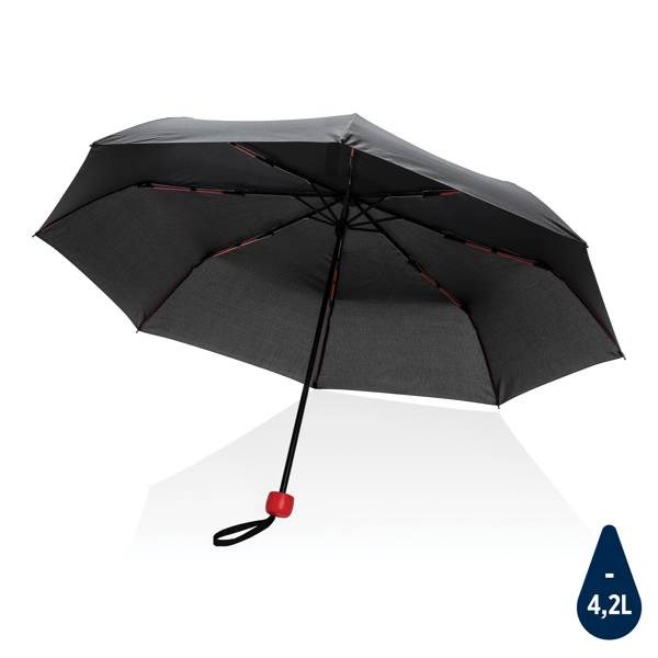 Obrázky: Černý větru odolný manuální rPET deštník, červené madlo, Obrázek 1