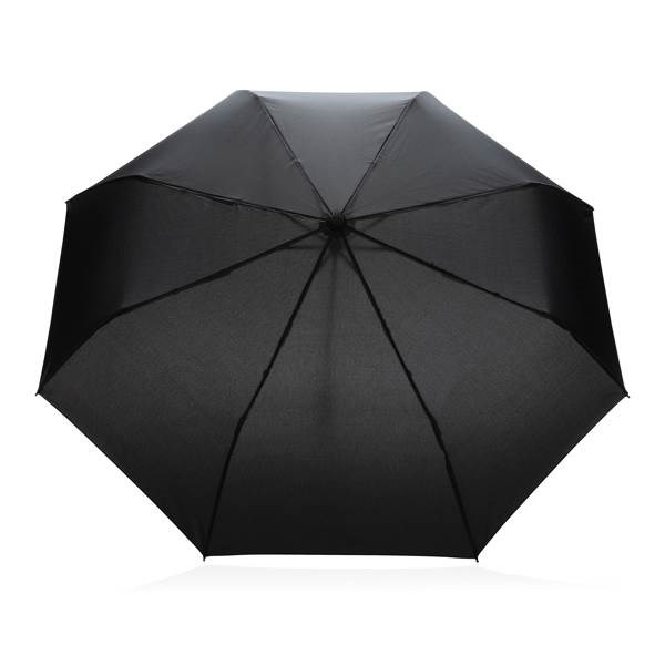 Obrázky: Černý větru odolný manuální rPET deštník, červené madlo, Obrázek 2