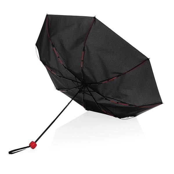 Obrázky: Černý větru odolný manuální rPET deštník, červené madlo, Obrázek 3