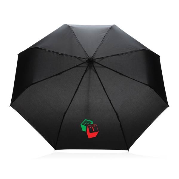 Obrázky: Černý větru odolný manuální rPET deštník, červené madlo, Obrázek 6