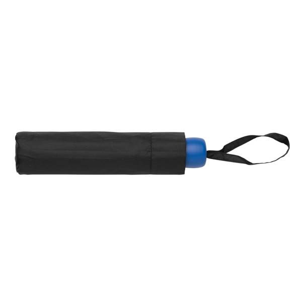 Obrázky: Černý větru odolný manuální rPET deštník, modré madlo, Obrázek 4