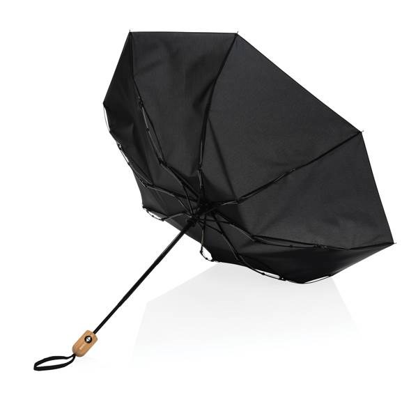 Obrázky: Černý deštník rPET, zcela automat., bambus. rukojeť, Obrázek 3