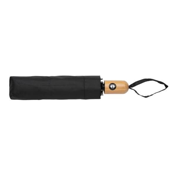 Obrázky: Černý deštník rPET, zcela automatický, bambus. rukojeť, Obrázek 5